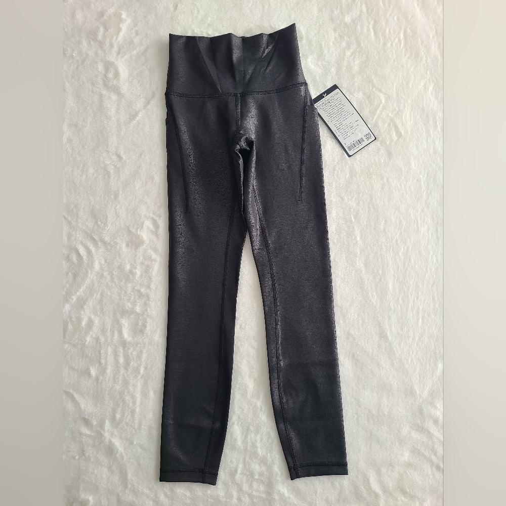 Lululemon Wunder Train HR Tight 25" Pockets Black Foil Size 2